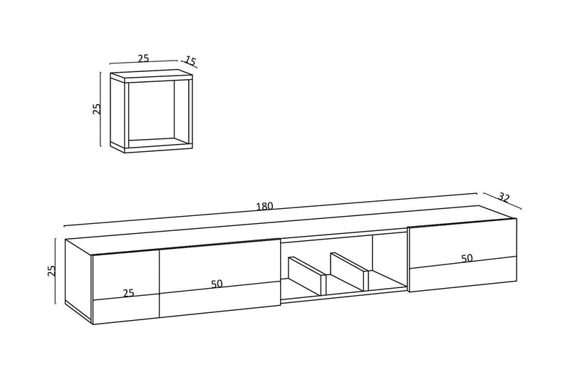 Desgrar TV-møbelsæt 180x25 cm - Natur - Møbler - TV borde & mediemøbler - Tv-møbelsæt