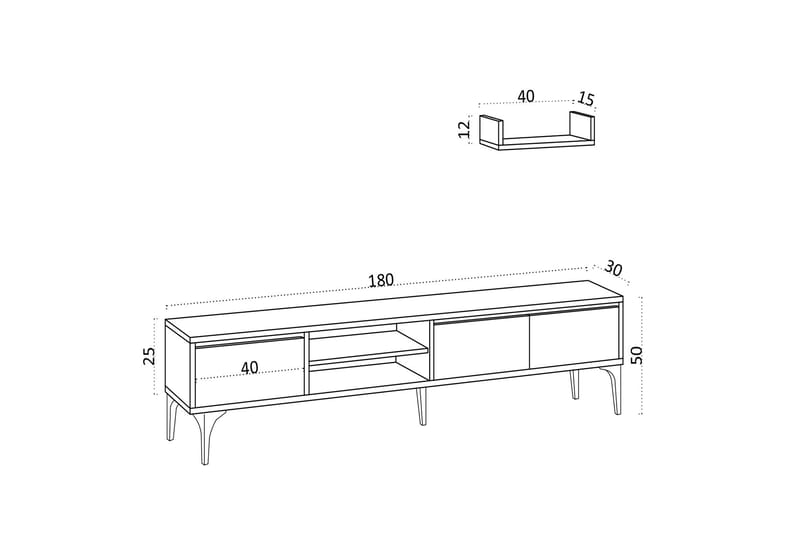 Desgrar TV-møbelsæt 180x50 cm - Hvid - Møbler - TV borde & mediemøbler - Tv-møbelsæt