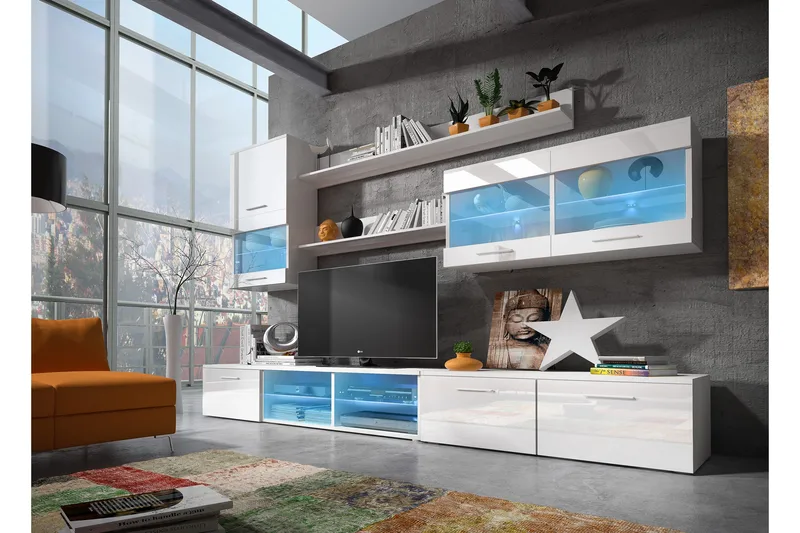 Devillez Tv-møbelsæt 250 cm - Hvid - Møbler - TV borde & mediemøbler - Tv-møbelsæt