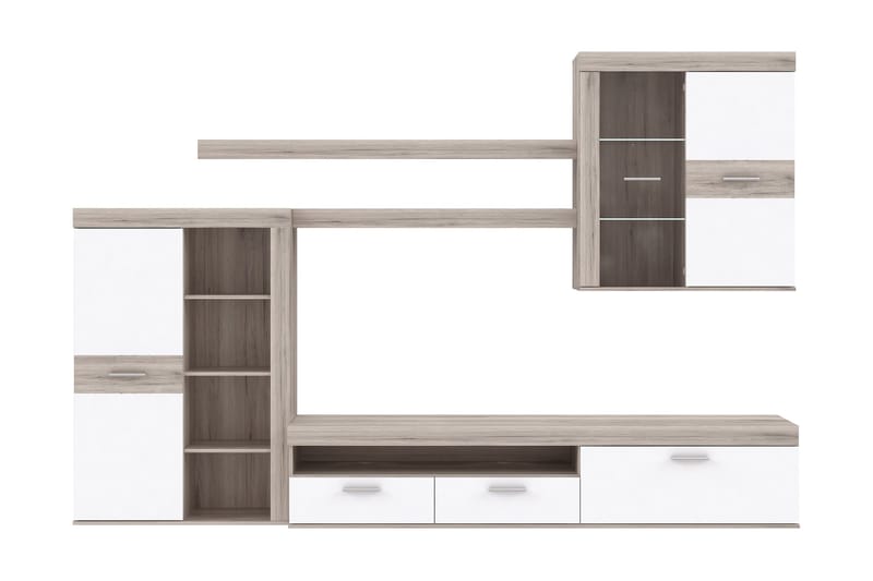 Dolnis Tv-møbelsæt 41x300 cm - Brun/Hvid - Møbler - TV borde & mediemøbler - Tv-møbelsæt