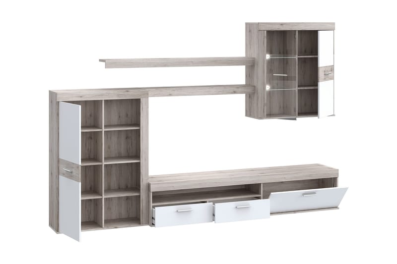 Dolnis Tv-møbelsæt 41x300 cm - Brun/Hvid - Møbler - TV borde & mediemøbler - Tv-møbelsæt