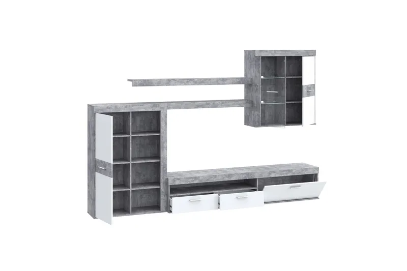 Dolnis TV-Møbelsæt 41x300 cm - Hvid/Grå - Møbler - TV borde & mediemøbler - Tv-møbelsæt