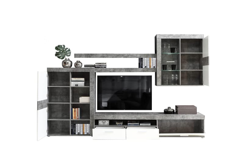 Dolnis TV-Møbelsæt 41x300 cm - Hvid/Grå - Møbler - TV borde & mediemøbler - Tv-møbelsæt