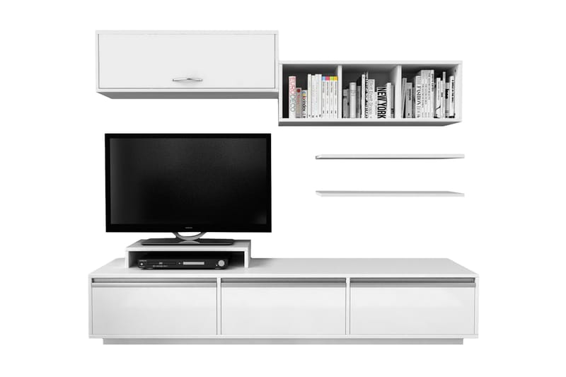 Elegancia Medieopbevaring 180 cm - Hvid - Tv-møbelsæt