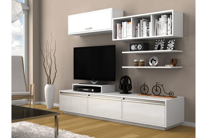 Elegancia Medieopbevaring 180 cm - Hvid - Møbler - TV borde & mediemøbler - Tv-møbelsæt