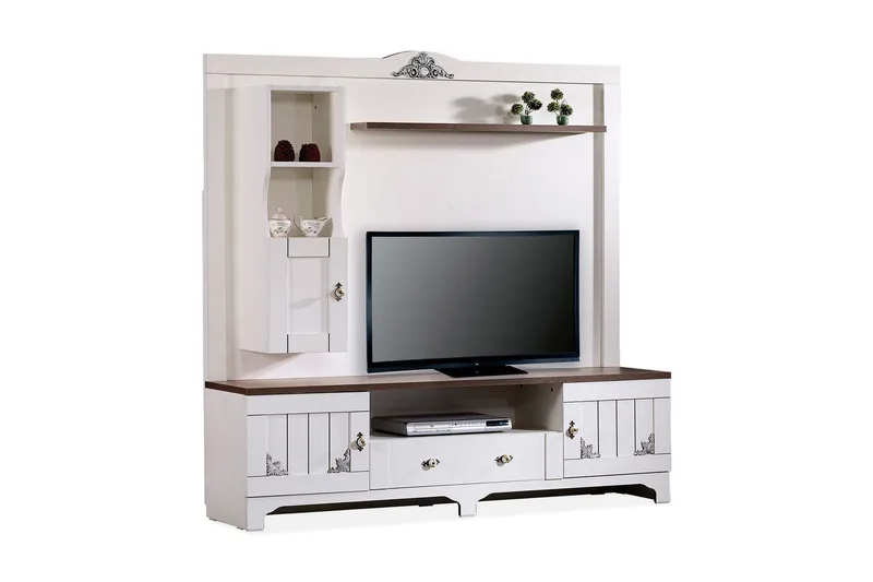 Gaszpar medieopbevaring, Hvid / valnød