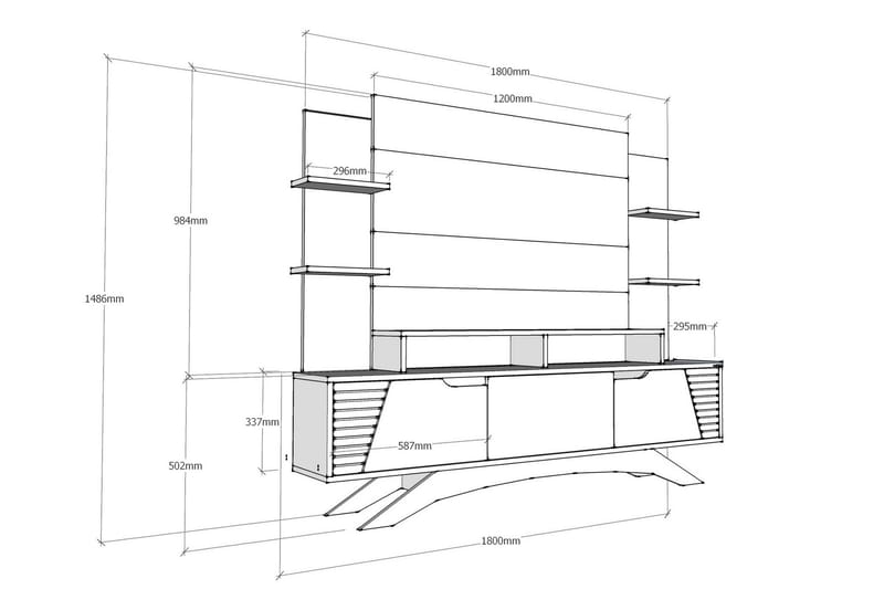 Højde TV-møbelsæt 149 cm - Brun / hvid - Tv-møbelsæt