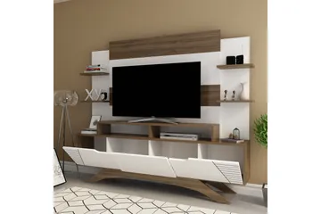 Højde TV-møbelsæt 149 cm - Brun / hvid - Møbler - TV borde & mediemøbler - Tv-møbelsæt