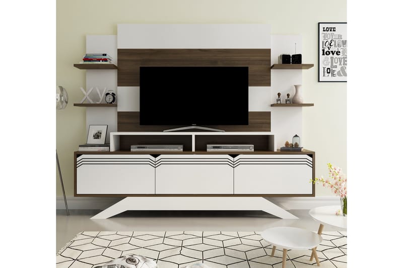 Højde TV-møbelsæt 149 cm - Brun / hvid - Møbler - TV borde & mediemøbler - Tv-møbelsæt
