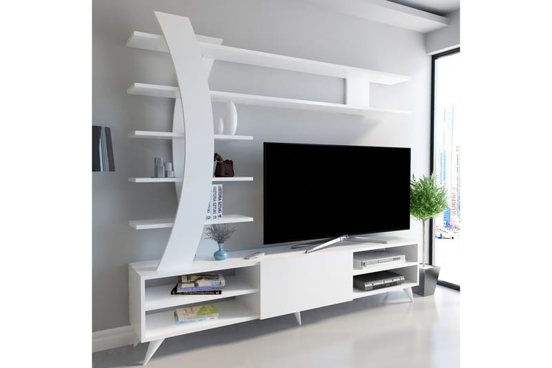 Højde TV-møbelsæt 180 cm - Hvid - Tv-møbelsæt