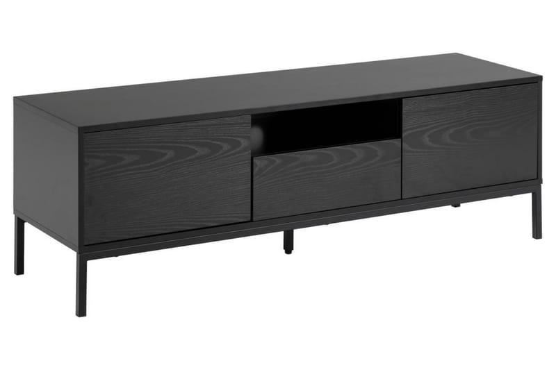 Hasslevik Tv-møbelsæt 140 cm 2 Døre + Skuffe, Sort/Mat Sort