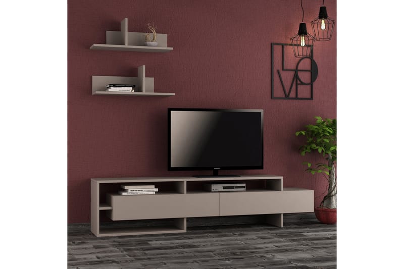 Homitis TV-bænk med væghylder - Træ - Tv-møbelsæt