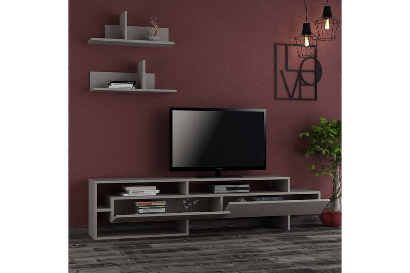 Homitis TV-bænk med væghylder - Træ - Tv-møbelsæt