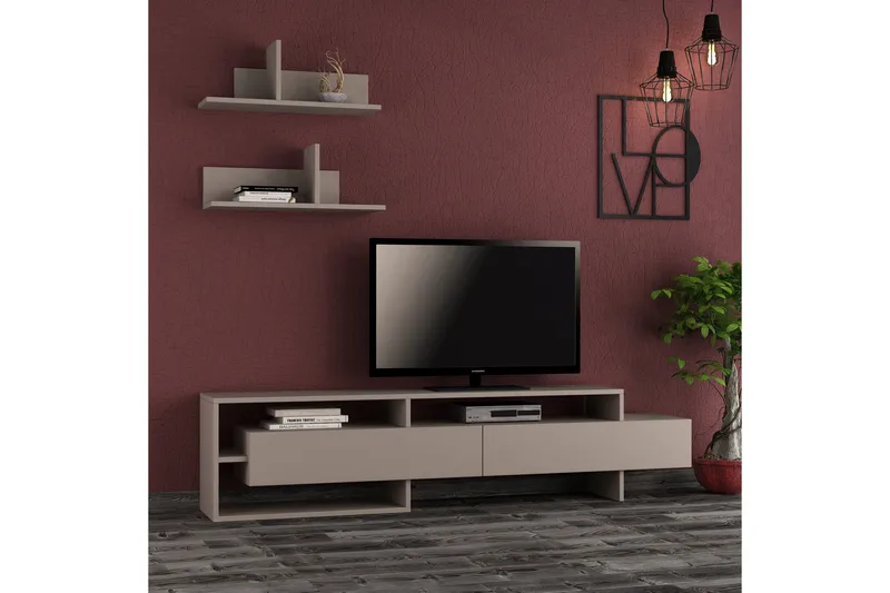 Homitis TV-bænk med væghylder - Træ - Møbler - TV borde & mediemøbler - Tv-møbelsæt