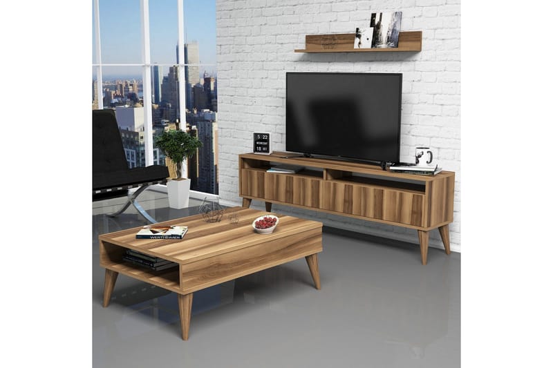 Hoptrup Stuesæt 150 cm - Valnød - Møbler - TV borde & mediemøbler - Tv-møbelsæt