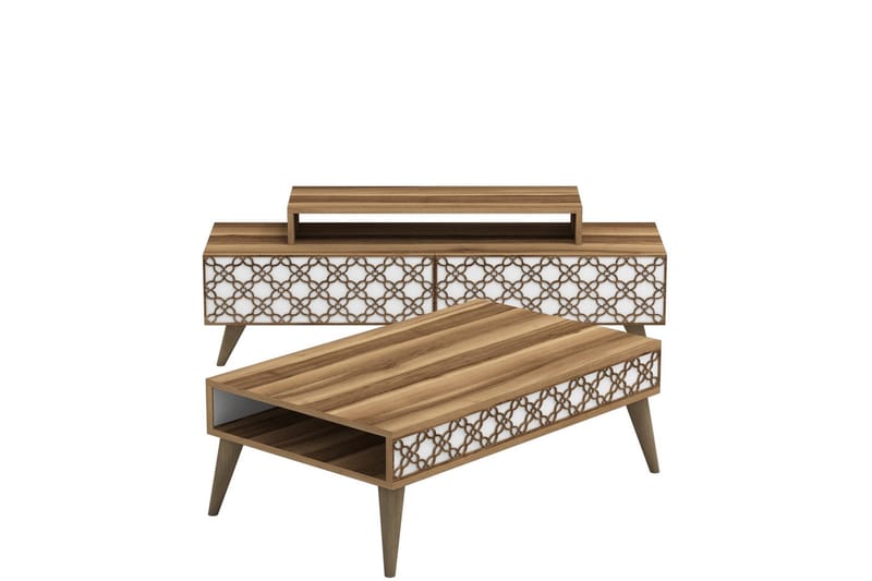 Hovdane TV-møbelsæt 140 cm - Brun / hvid - Møbler - TV borde & mediemøbler - Tv-møbelsæt