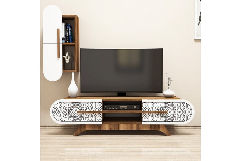 Hovdane TV-møbelsæt 145 cm - Brun / hvid - Tv-møbelsæt
