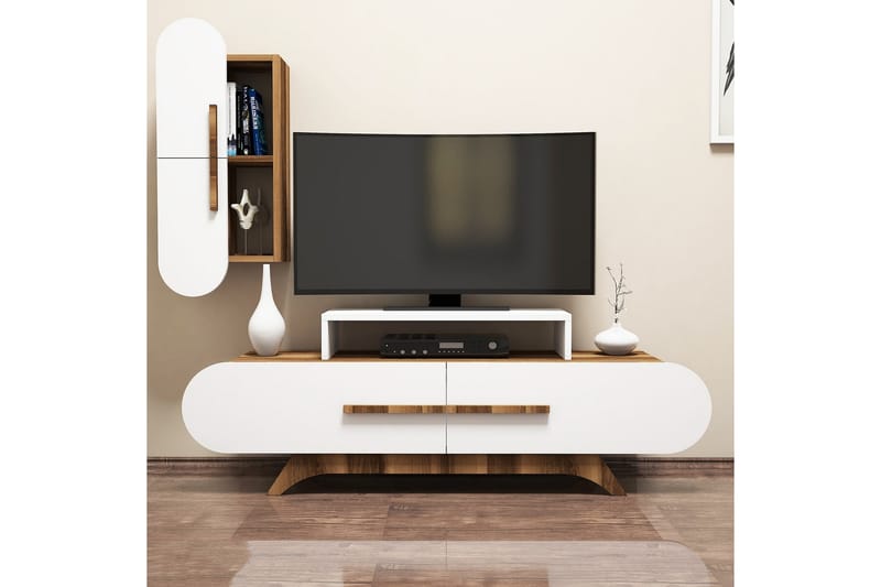 Hovdane TV-møbelsæt 145 cm - Brun / hvid - Tv-møbelsæt