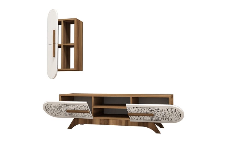 Hovdane TV-møbelsæt 145 cm - Brun / hvid - Møbler - TV borde & mediemøbler - Tv-møbelsæt