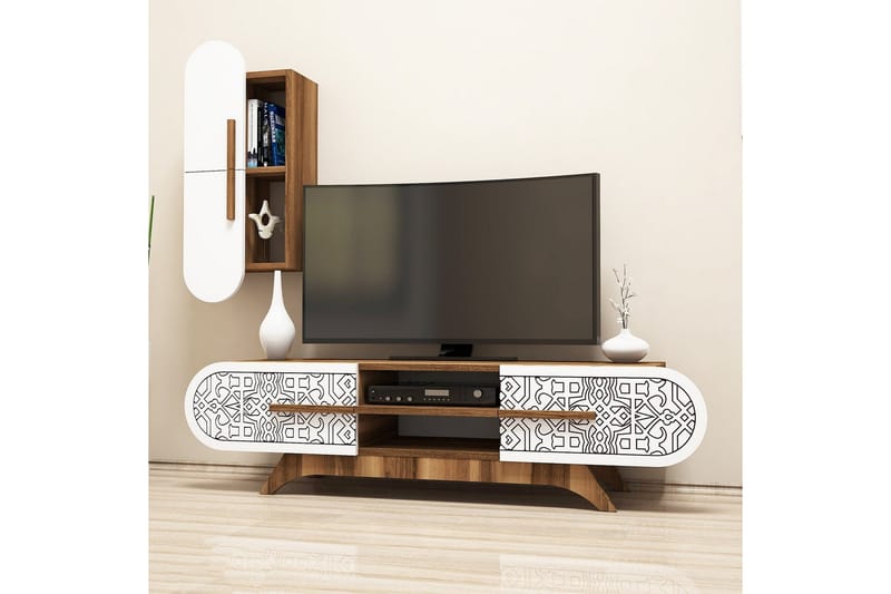 Hovdane TV-møbelsæt 145 cm - Brun / hvid - Møbler - TV borde & mediemøbler - Tv-møbelsæt