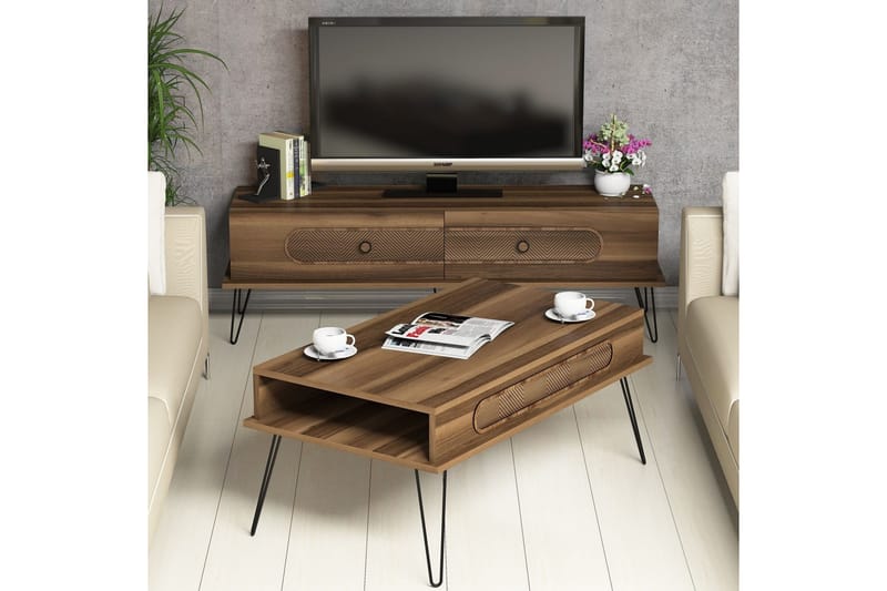 Hovdane TV-møbelsæt 145 cm - Brun - Tv-møbelsæt