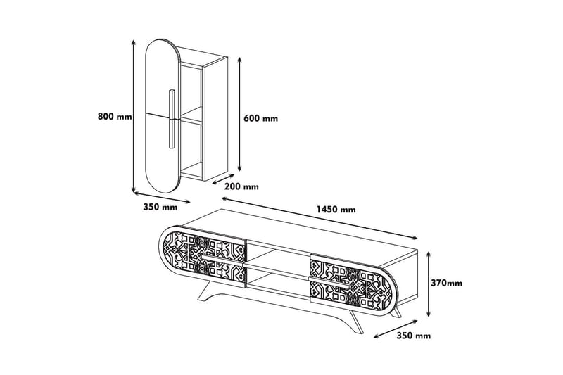 Hovdane TV-møbelsæt 145 cm - Brun - Møbler - TV borde & mediemøbler - Tv-møbelsæt