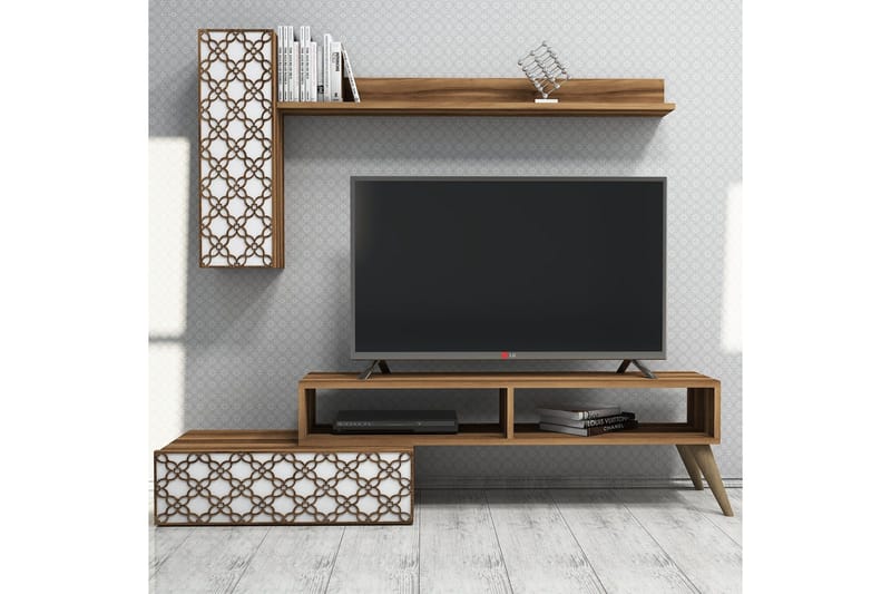 Hovdane TV-møbelsæt 150 cm, Brun / hvid