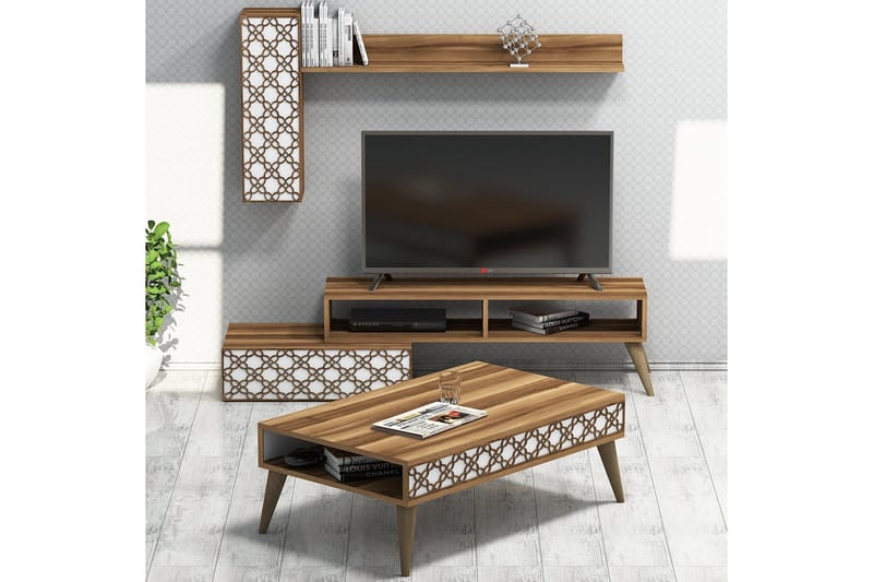 Hovdane TV-møbelsæt 150 cm, Brun / hvid