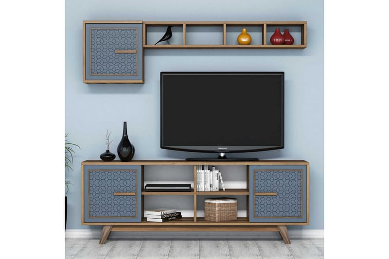 Hovdane TV-møbelsæt 160 cm, Brun / blå