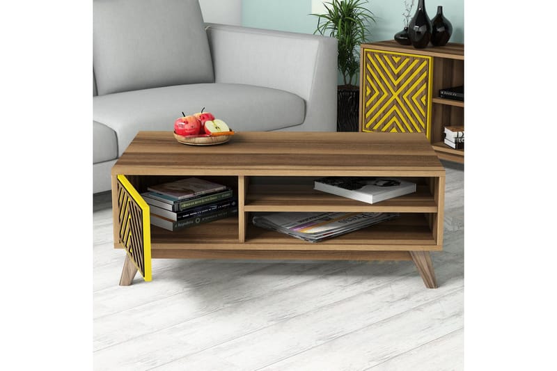 Hovdane TV-møbelsæt 160 cm - Brun / gul - Møbler - TV borde & mediemøbler - Tv-møbelsæt