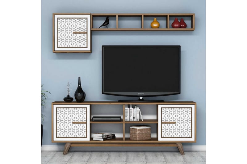 Hovdane TV-møbelsæt 160 cm, Brun / hvid