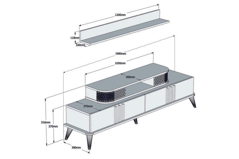 Hovdane TV-møbelsæt 168 cm - Brun - Møbler - TV borde & mediemøbler - Tv-møbelsæt