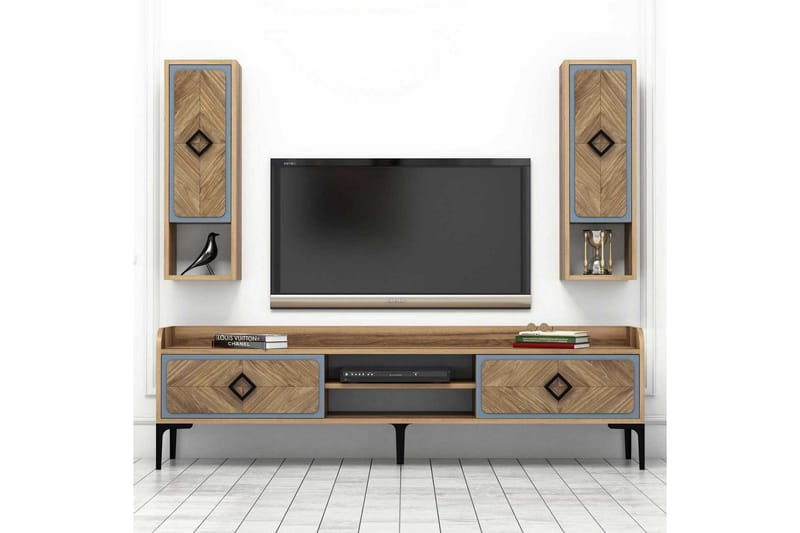 Hovdane TV-møbelsæt 180 cm - Brun / blå - Møbler - TV borde & mediemøbler - Tv-møbelsæt