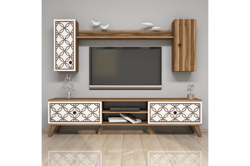 Hovdane TV-møbelsæt 180 cm - Brun / hvid - Møbler - TV borde & mediemøbler - Tv-møbelsæt