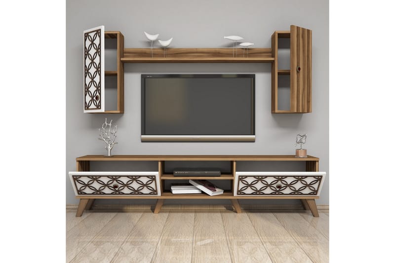 Hovdane TV-møbelsæt 180 cm - Brun / hvid - Møbler - TV borde & mediemøbler - Tv-møbelsæt