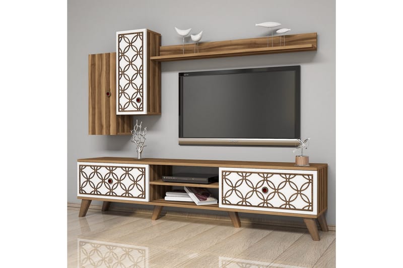 Hovdane TV-møbelsæt 180 cm - Brun / hvid - Møbler - TV borde & mediemøbler - Tv-møbelsæt