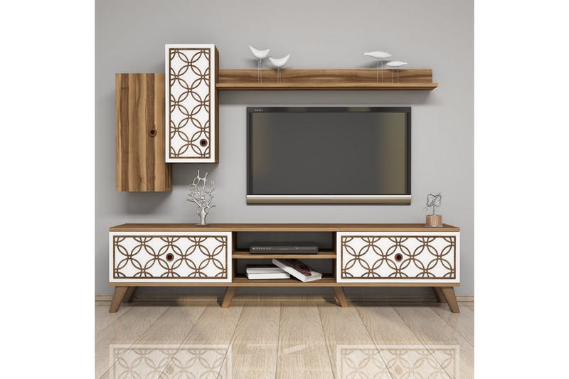 Hovdane TV-møbelsæt 180 cm, Brun / hvid