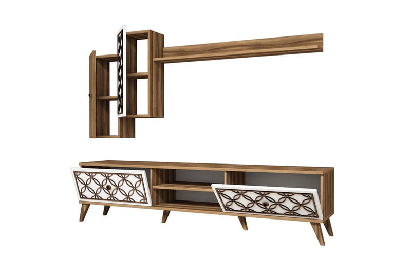 Hovdane TV-møbelsæt 180 cm - Brun / hvid - Møbler - TV borde & mediemøbler - Tv-møbelsæt