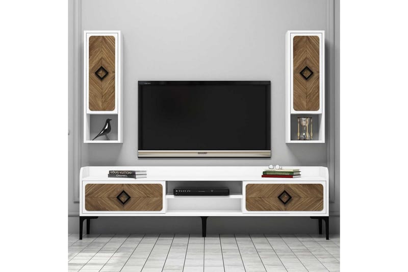 Hovdane TV-møbelsæt 180 cm - Hvid / brun - Møbler - TV borde & mediemøbler - Tv-møbelsæt