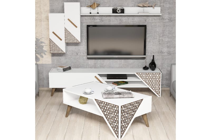 Hovdane TV-møbelsæt 180 cm, Hvid