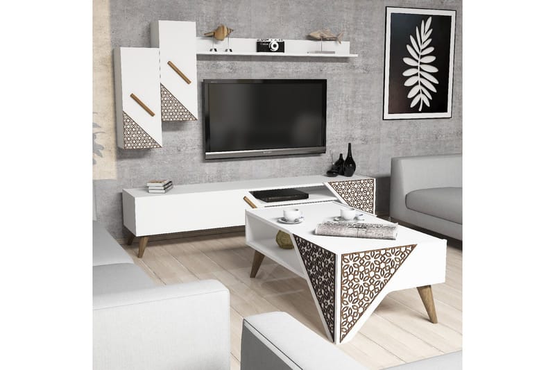 Hovdane TV-møbelsæt 180 cm - Hvid - Møbler - TV borde & mediemøbler - Tv-møbelsæt