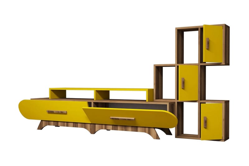 Hovdane TV-møbelsæt 205 cm - Brun / gul - Møbler - TV borde & mediemøbler - Tv-møbelsæt