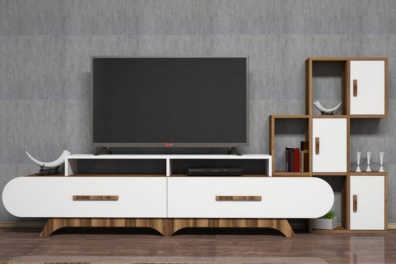 Hovdane TV-møbelsæt 205 cm - Brun / hvid - Tv-møbelsæt
