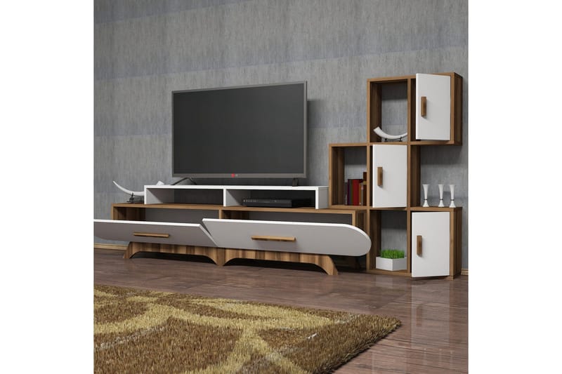 Hovdane TV-møbelsæt 205 cm - Brun / hvid - Møbler - TV borde & mediemøbler - Tv-møbelsæt