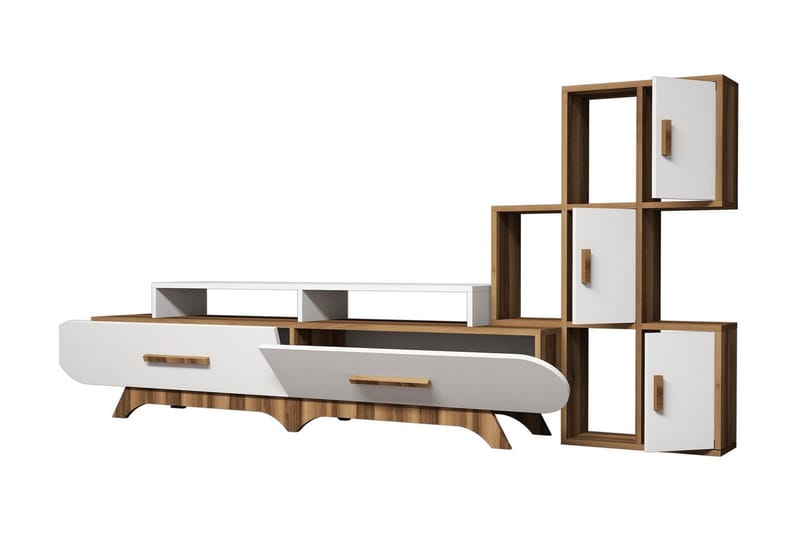 Hovdane TV-møbelsæt 205 cm - Brun / hvid - Møbler - TV borde & mediemøbler - Tv-møbelsæt