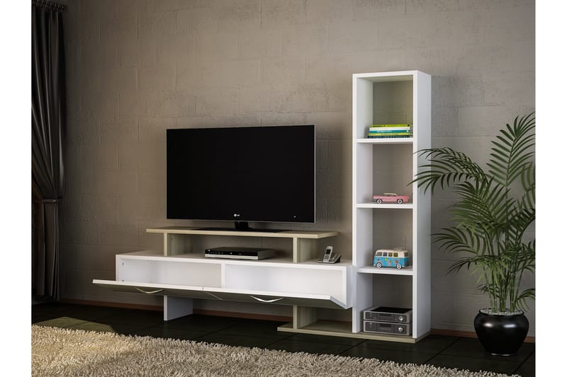 Isora TV-bord med bogreol - Hvid - Tv-møbelsæt