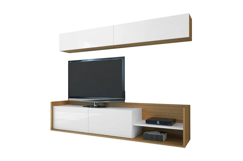 Kaletea medieopbevaring - Vit / teak - Møbler - TV borde & mediemøbler - Tv-møbelsæt