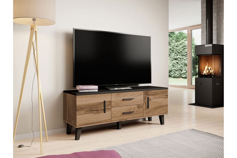 Kardos Tv-møbelsæt 140 cm - Natur/Sort - Møbler - TV borde & mediemøbler - Tv-møbelsæt
