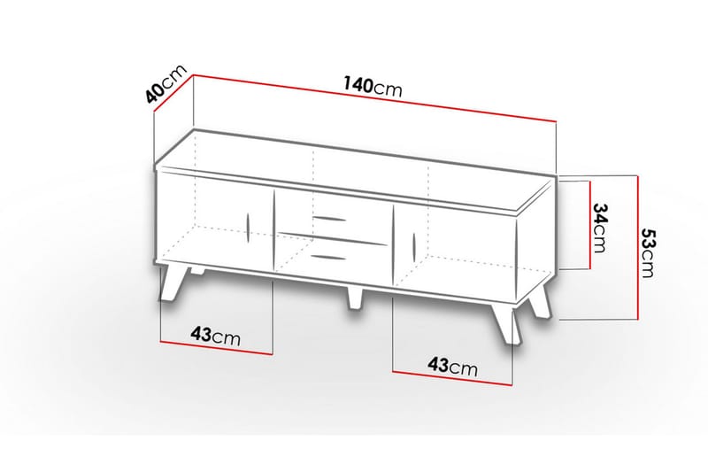 Kardos Tv-møbelsæt 140 cm - Natur/Sort - Møbler - TV borde & mediemøbler - Tv-møbelsæt