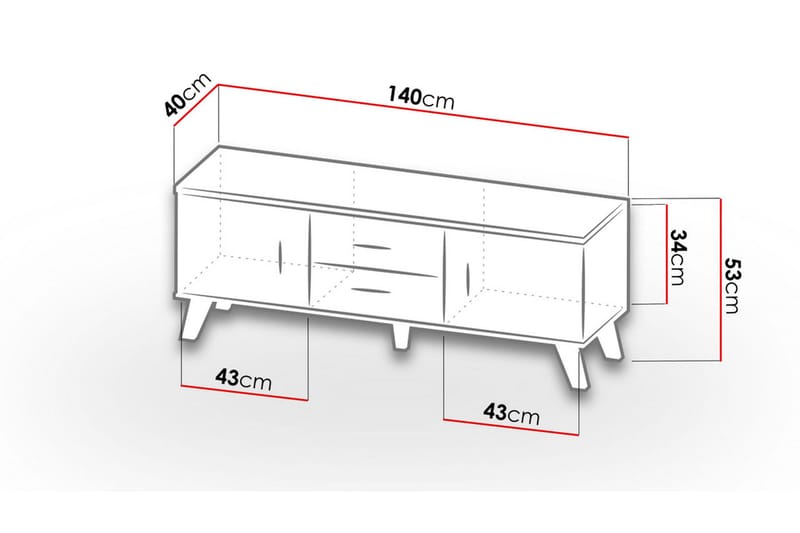 Kardos Tv-møbelsæt 140 cm - Natur/Sort - Tv-møbelsæt